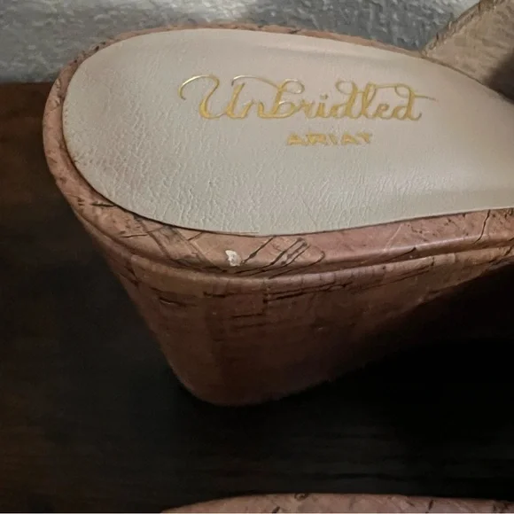 Ariat Taupe Suede Cork Wedge Mules - Picture 7 of 8